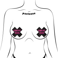 Pastease 'Great Tits' Cruzados Nipple Pasties Negro/Rosa