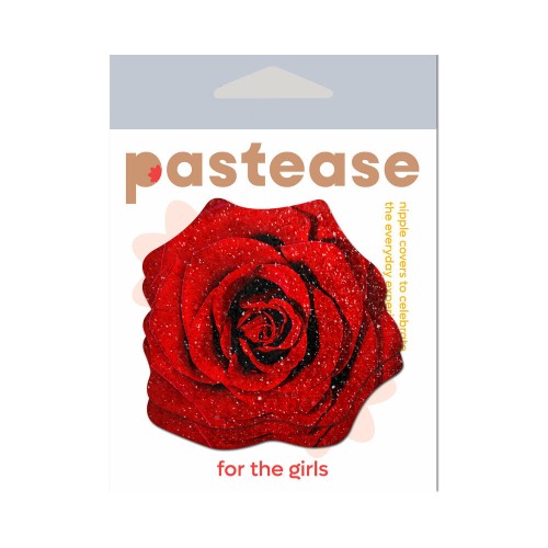 Pastease Red Glitter Rose Nipple Covers