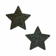 Pastease Glitter Star Nipple Stickers Black