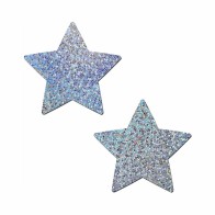 Pastease Glitter Star Nipple Pasties Silver