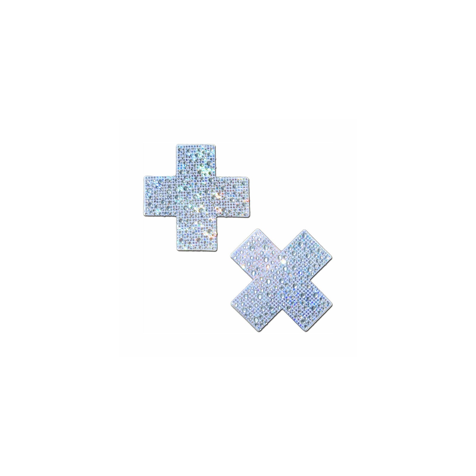 Pastease Crystal Sparkling Cross Nipple Pasties Silver - Fun Accessory