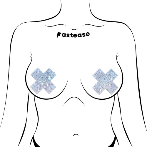 Pastease Crystal Sparkling Cross Nipple Pasties Silver - Fun Accessory