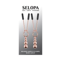 Rose Gold Beaded Nipple Clamps - Heightened Sensation