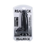 Dildo RealRock Extra Grueso 8 in. con Huevos Negro