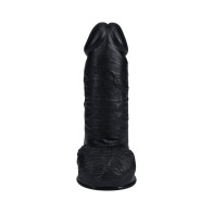 RealRock Extra Thick 8 in. Dildo with Balls Black