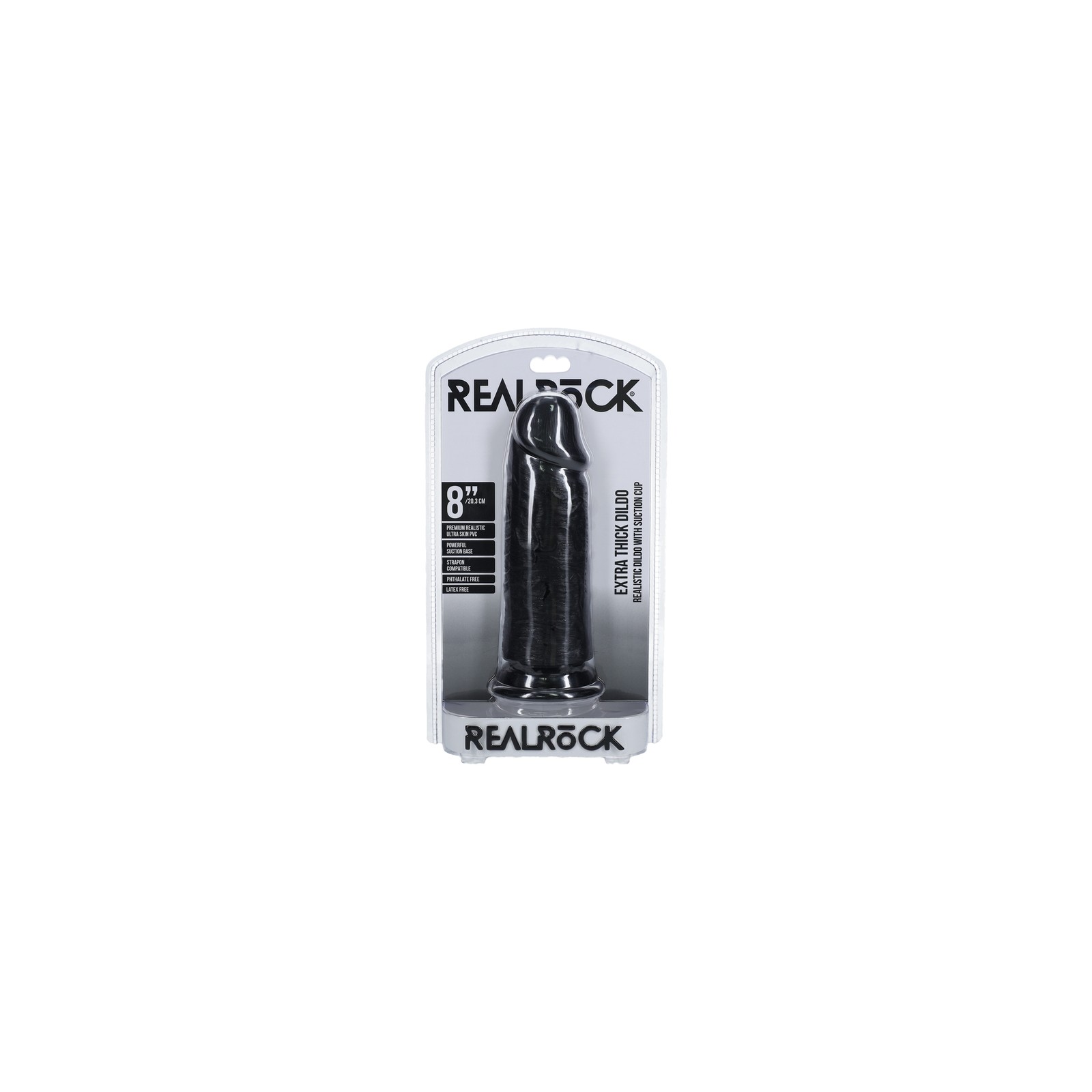 RealRock Dildo Extra Grueso 8 Pulgadas Negro