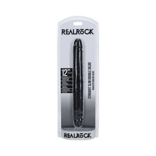 RealRock 12 in. Slim Double-Ended Dong - Black