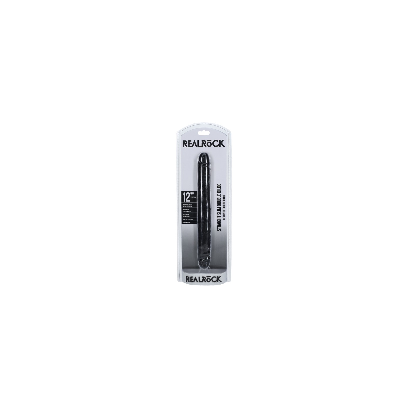 Dildo Doble Cara RealRock 12 in. Slim - Negro