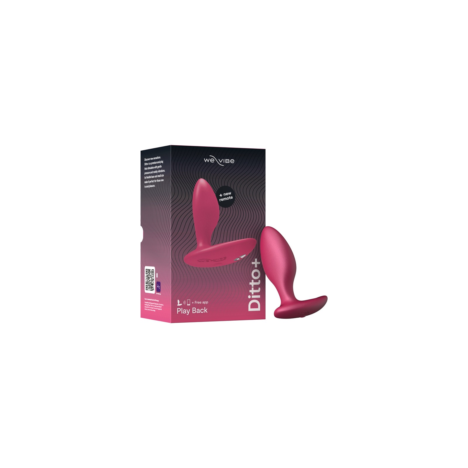 We-Vibe Ditto+ Plug Anal Vibratorio Recargable Control Remoto Rosa Cósmica