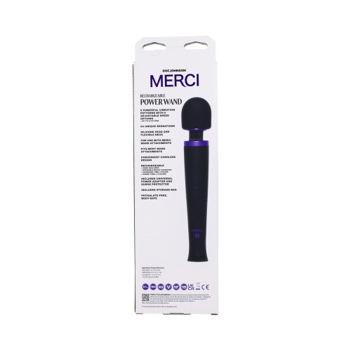 Masajeador Silicona Recargable Merci Power Wand Negro Violeta