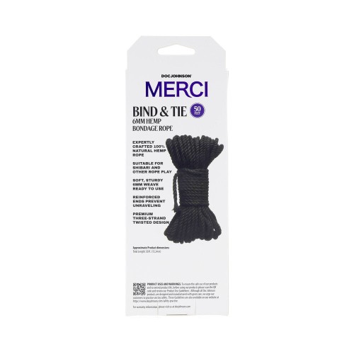 Merci Bind & Tie 6mm Hemp Bondage Rope - 50 ft