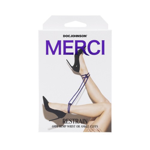 Merci Restrain 6mm Hemp Cuffs Violet