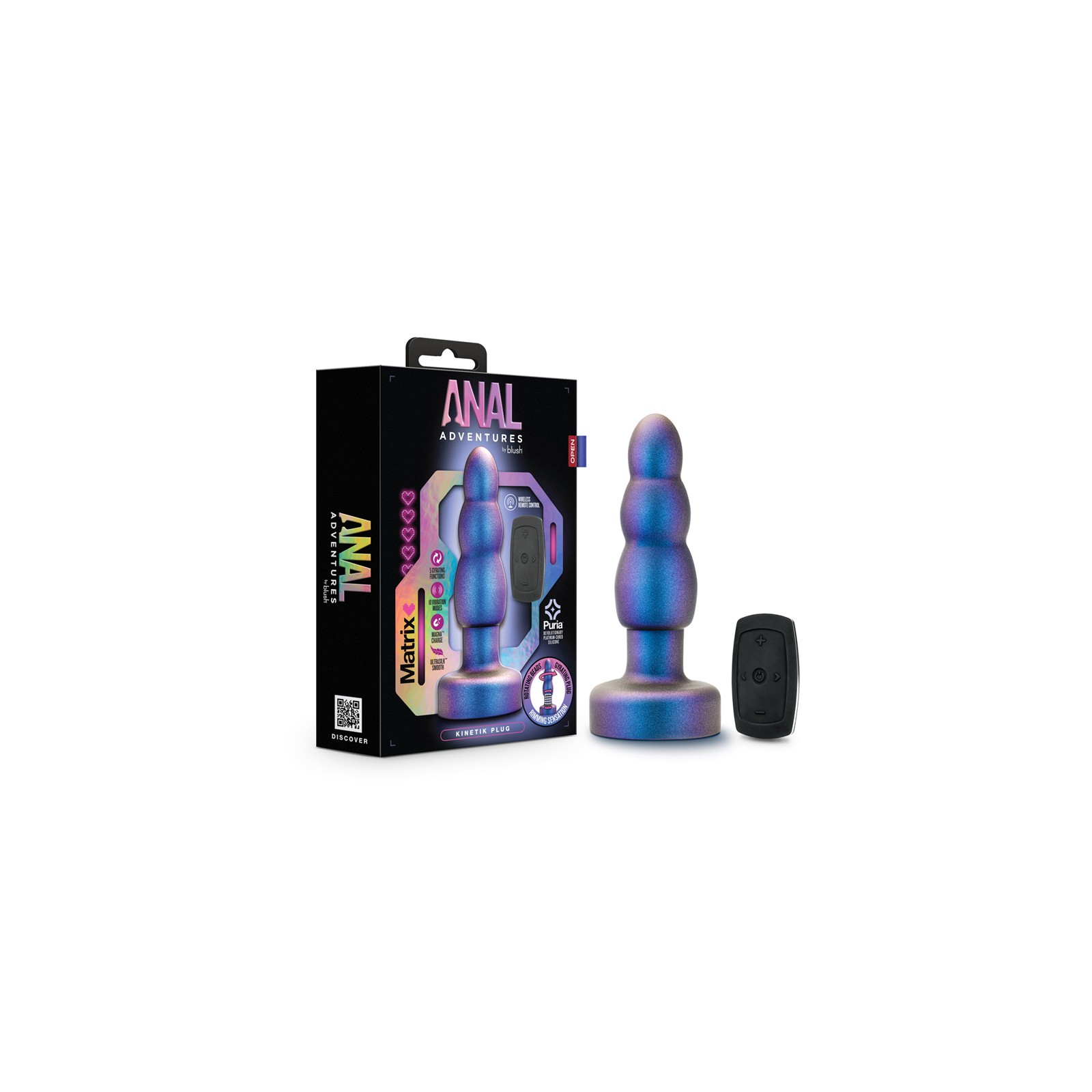 Anal Adventures Matrix Kinetik Plug with Remote Space Age Blue