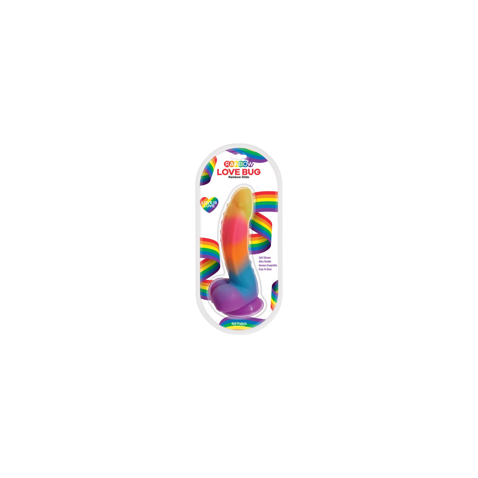 Dildo de Silicona Rainbow Love Bug de 7 Pulgadas