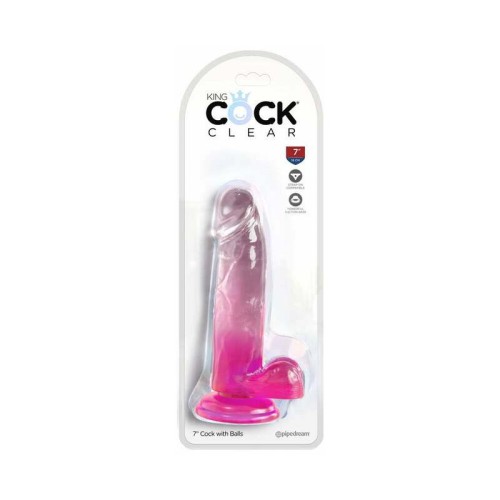 King Cock Claro con Testículos 7in Rosa