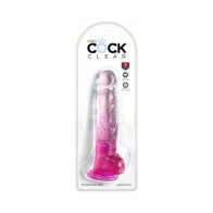 Dildo King Cock Transparente 8 in. con Testículos - Rosa