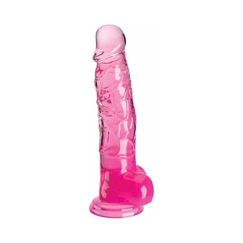 Dildo King Cock Transparente 8 in. con Testículos - Rosa