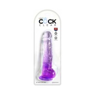 King Cock Clear with Balls 8in, Purple