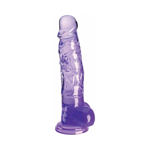 King Cock Clear with Balls 8in, Purple