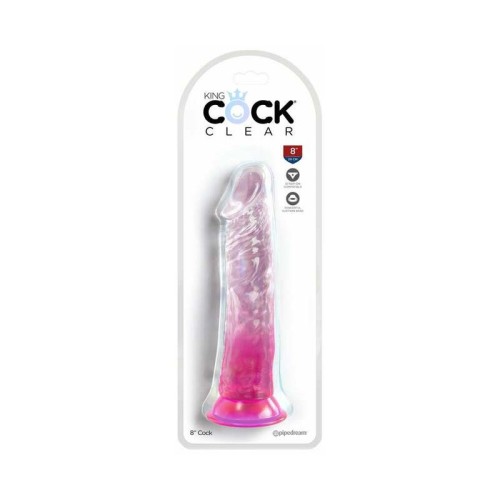 Dildo King Cock Clear 8 pulgadas Rosa