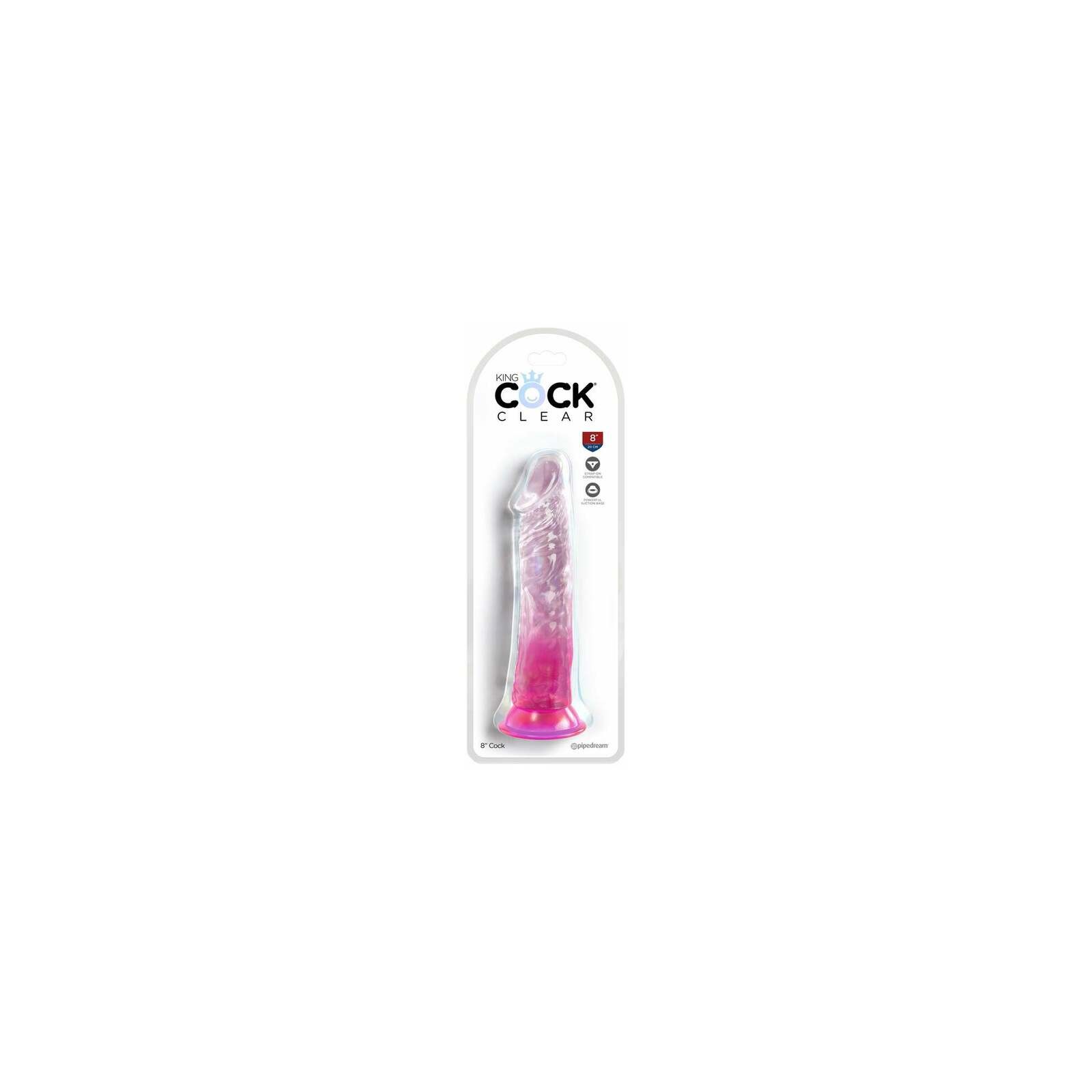 Dildo King Cock Clear 8 pulgadas Rosa