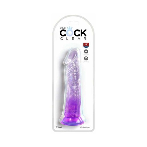 King Cock Clear 8in Purple - Realistic Pleasure