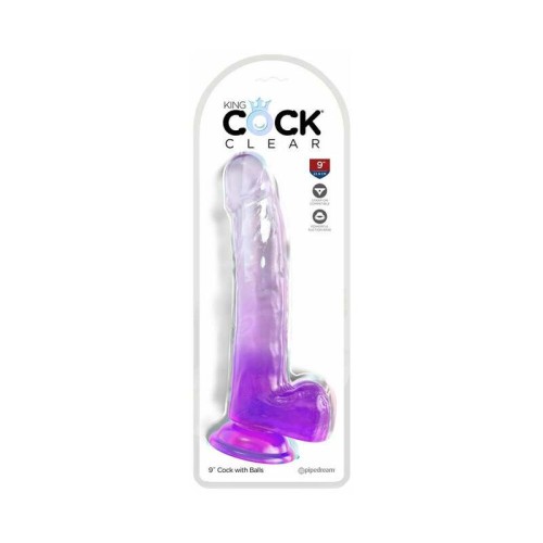 King Cock Clear 9 in Purple Dildo with Balls