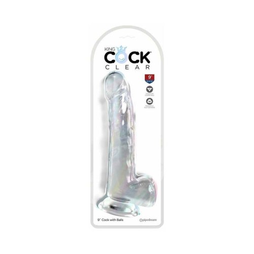 King Cock Clear Dildo with Balls 9in