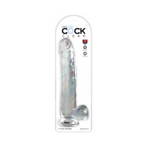 King Cock Transparente con Testículos de 11 pulgadas