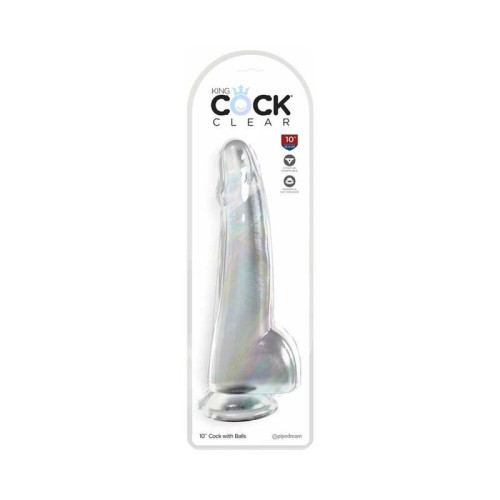 Dildo Transparente King Cock con Testículos - 10in