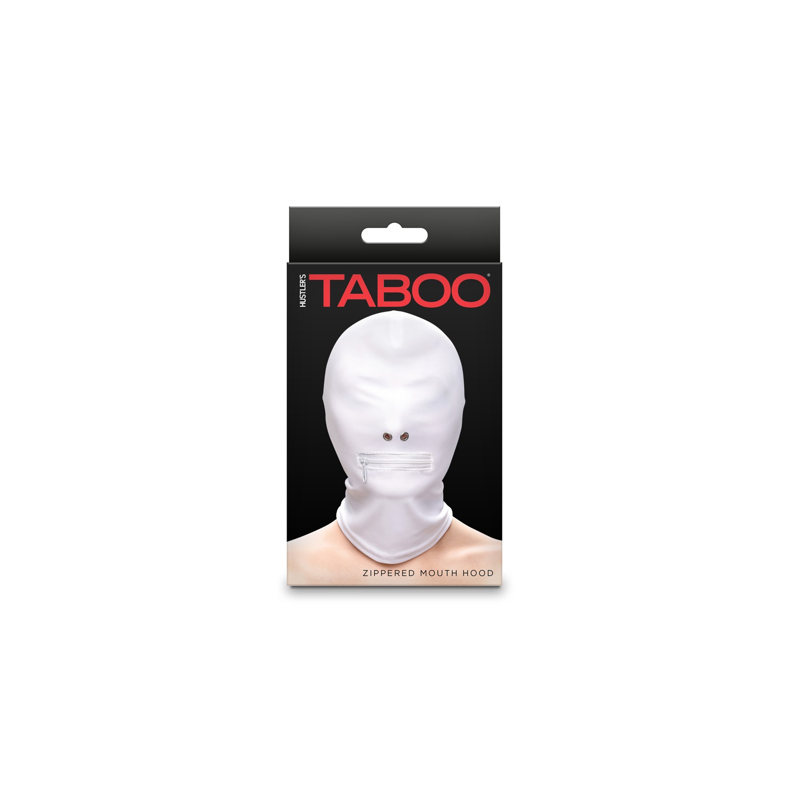 Hustler Taboo Zippered Mouth Hood White - Ultimate Submissive Experience