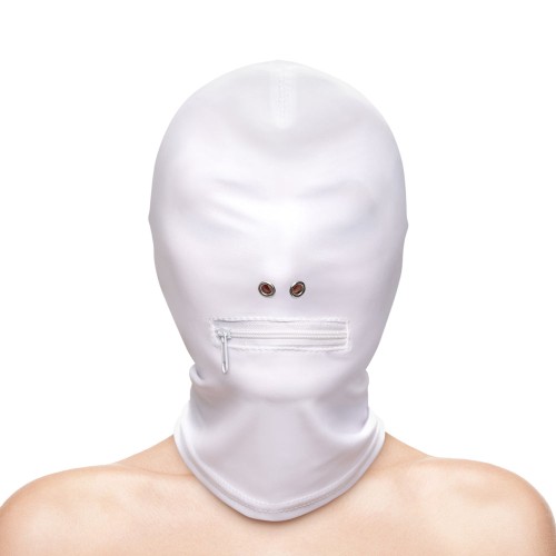 Hustler Taboo Zippered Mouth Hood White - Ultimate Submissive Experience