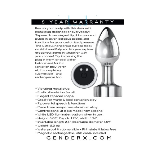 Gender X Mini Metal Vibrating Plug for Thrilling Play