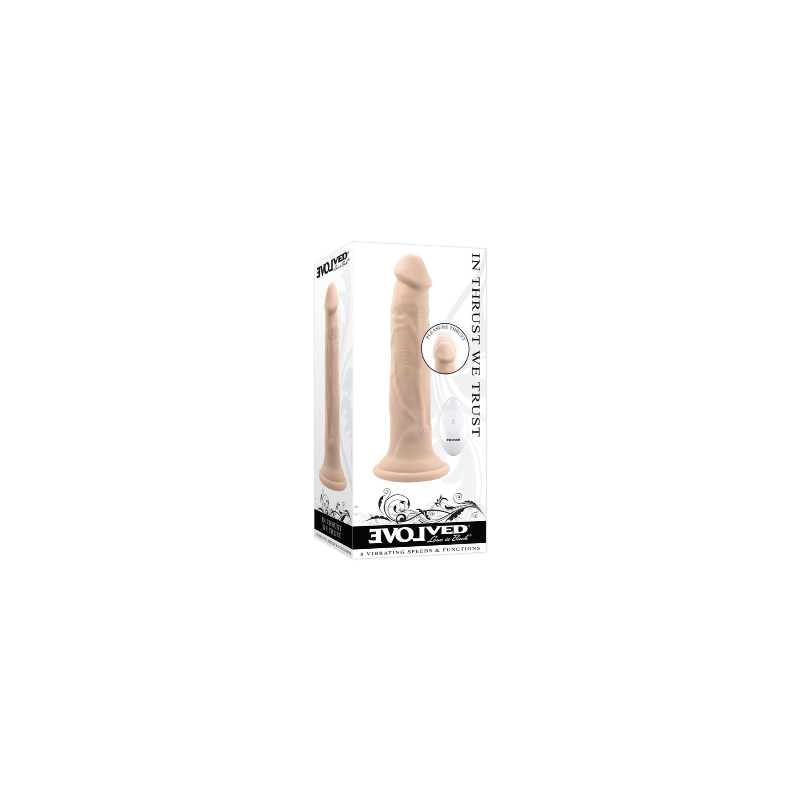 Evolved In Thrust We Trust Rechargeable Thrusting Dildo with Remote Light