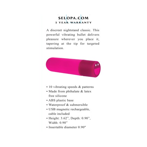 Vibrador Bullet de Silicona Recargable Selopa Tiny Temptation Rosa