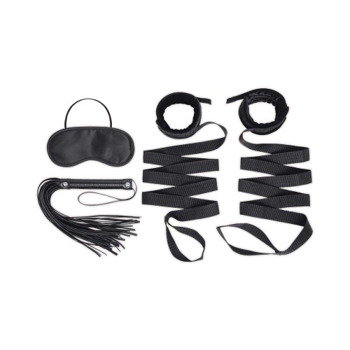 Lux Fetish Bondage Bed Strap and Flogger 4-Piece Kit