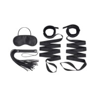 Kit de 4 Piezas Lux Fetish Flogger y Correas de Cama para Bondage