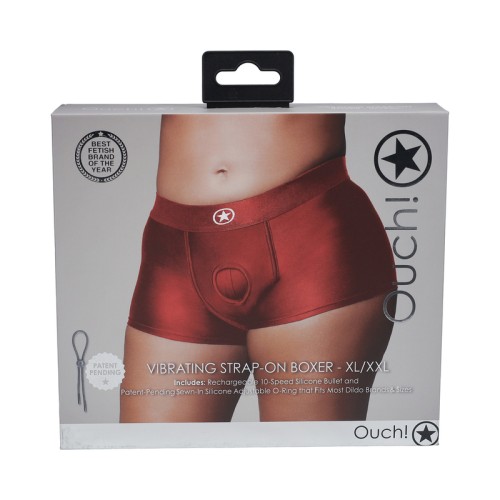 Ouch! Vibrating Strap-On Boxer in Red XL/XXL