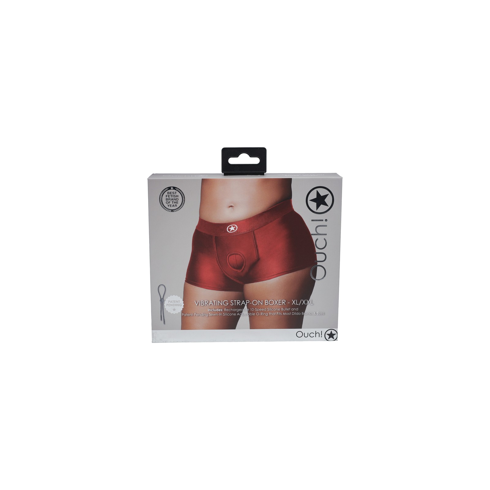 Ouch! Vibrating Strap-On Boxer in Red XL/XXL