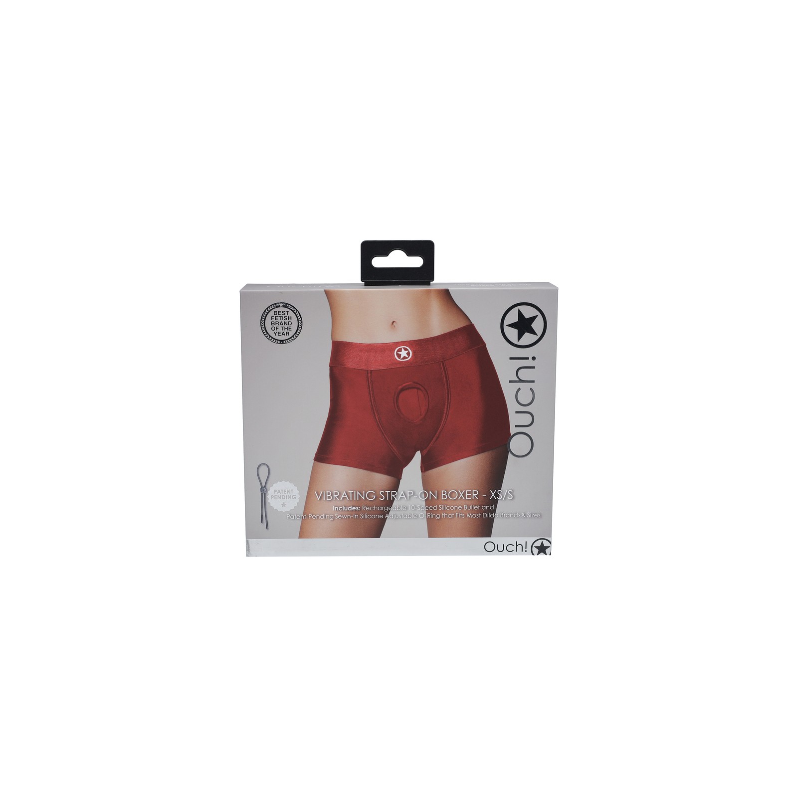 Ouch! Red Vibrating Strap-On Boxer XS/S