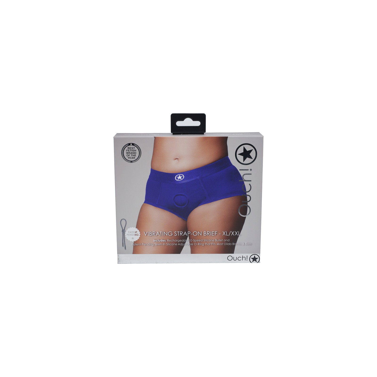 Ouch! Vibrating Strap-on Brief Royal Blue - XL/XXL