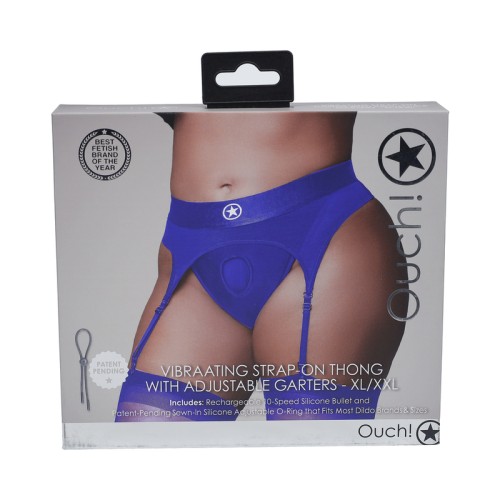 Ouch! Tanga Strap-on Vibrante con Lazos