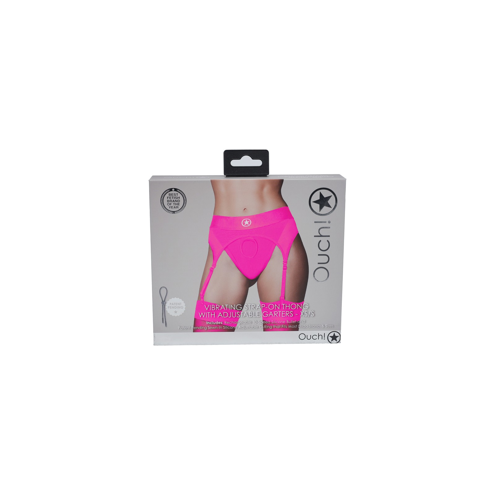 Tanga Vibrante Strap-on Ouch! con Tirantes Ajustables Rosa XS/S