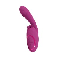 Vibrador G-Spot Recargable VIVE GEN Rosa Triple Motor con Olas Pulsantes