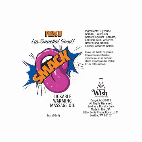 Smack Lickable Massage Oil Peach Flavor