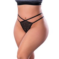 Tangas Glitz & Glam con Abertura Magic Silk Negra Talla Reina