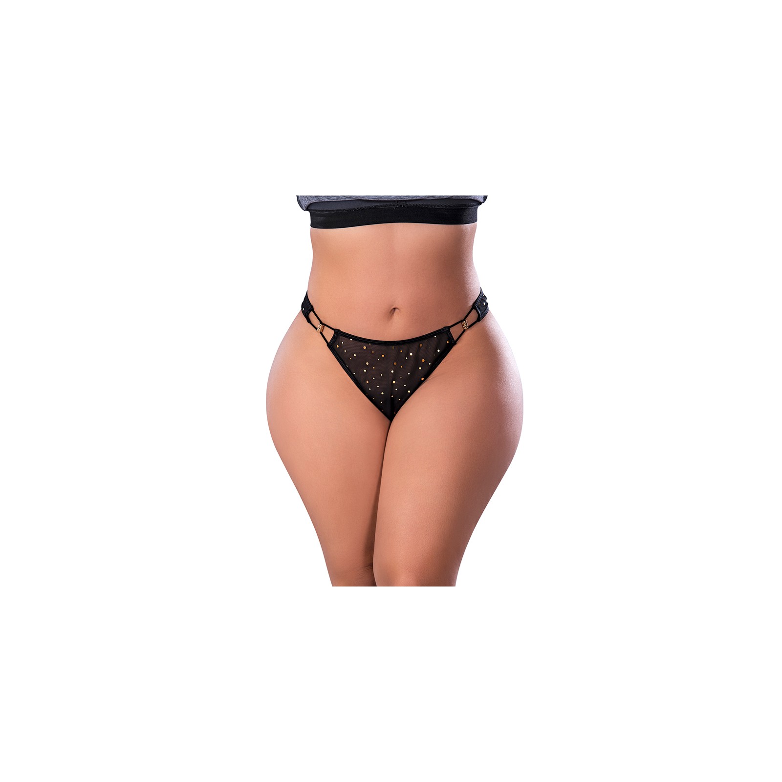 Tanga Glitz & Glam de Magic Silk Negro Talla Reina