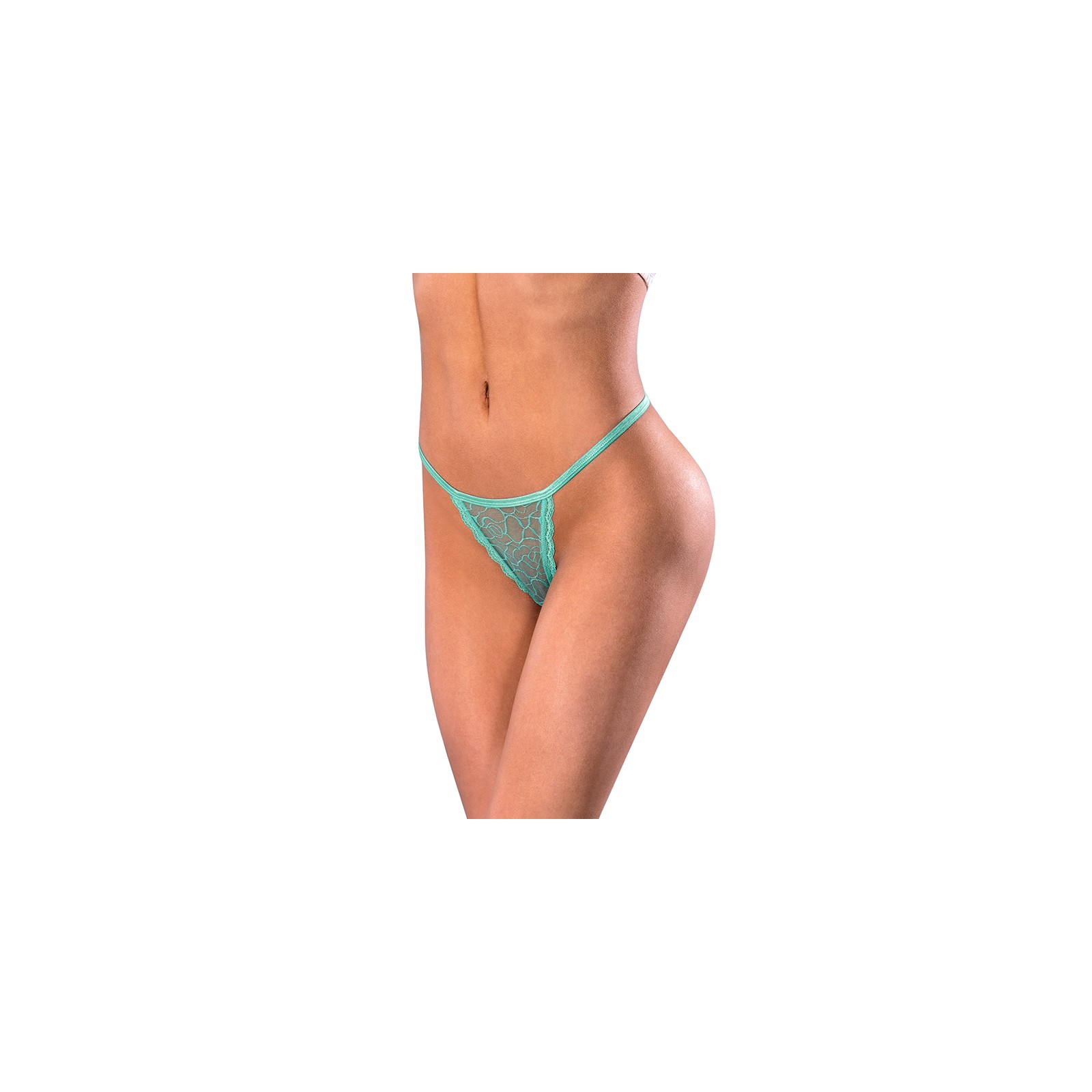 Magic Silk Soft Petals Lace Thong Aqua for Elegant Comfort