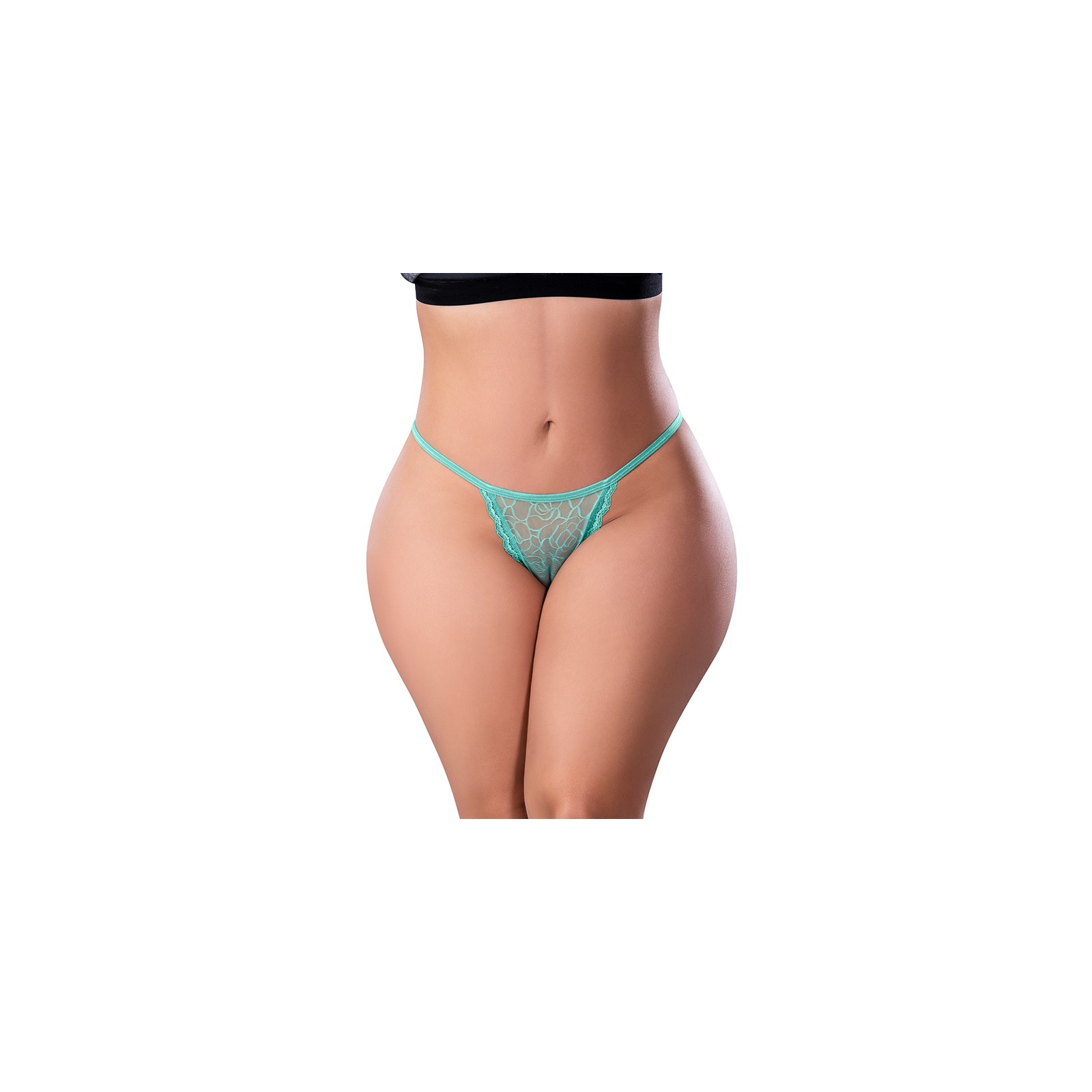 Magic Silk Aqua Lace Thong - Queen Size