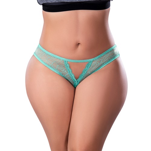 Magic Silk Soft Petals Crotchless Panty Aqua Queen Size - Flirty and Fun